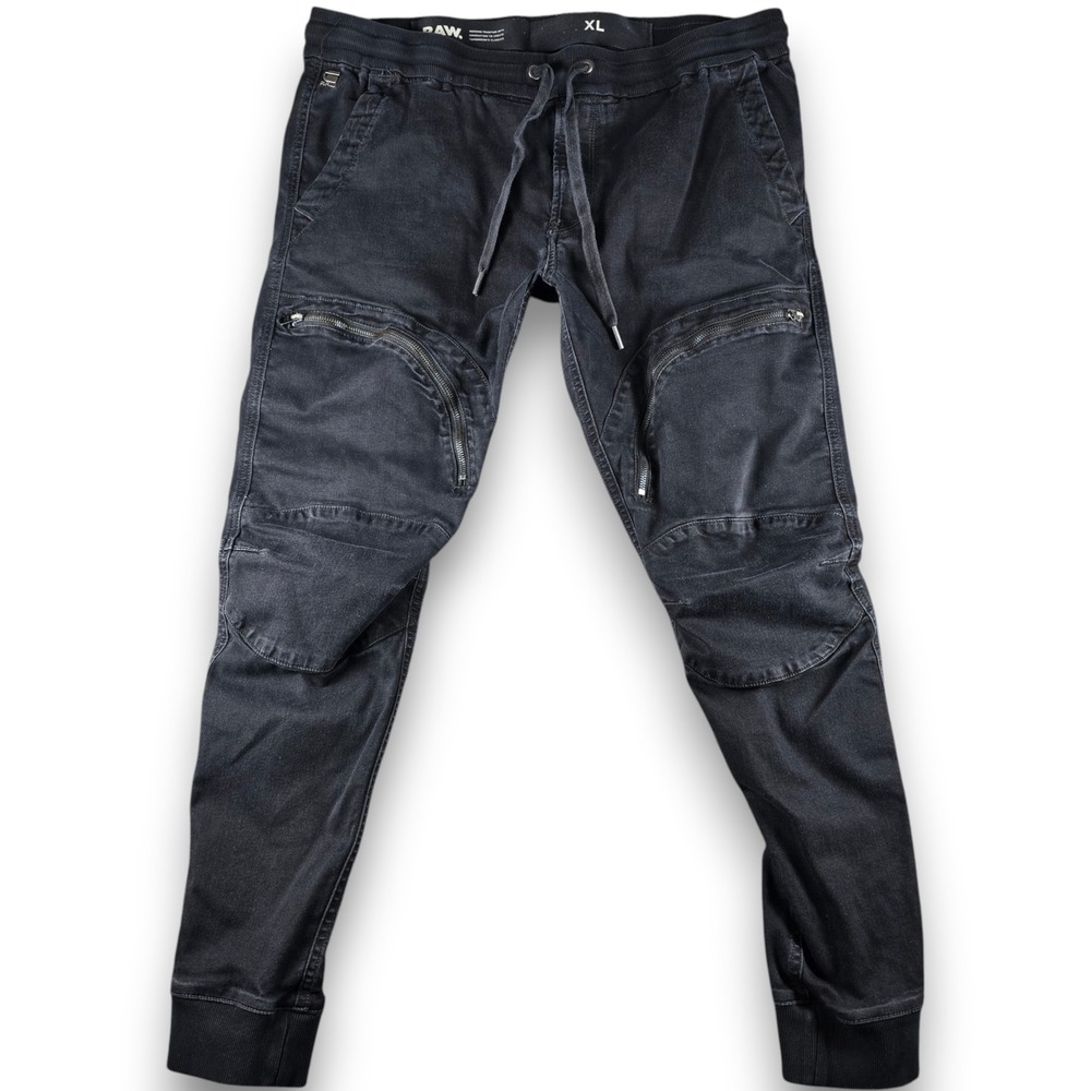 G-Star RAW Men XL Black Denim Joggers Air Defence Zip 3D Sport Tapered Pants
